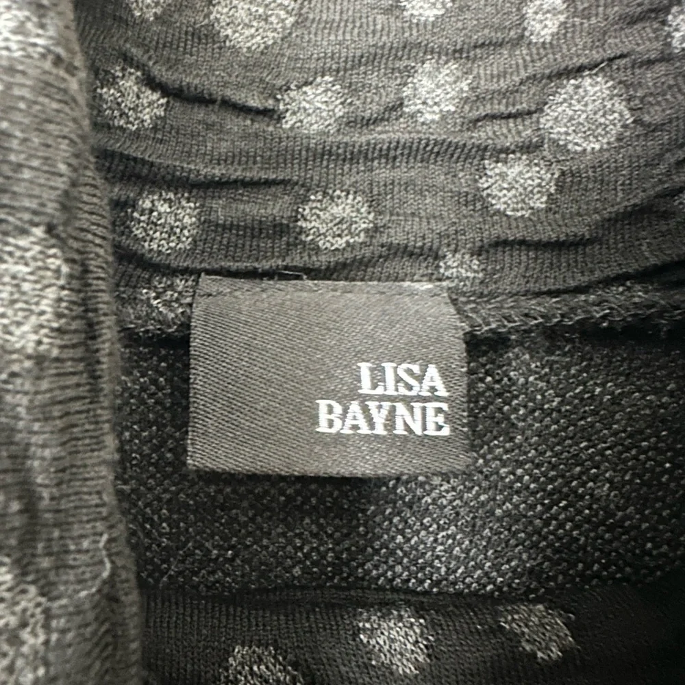 Lisa Bayne Gabrielle Dress Black Gray Long Sleeve Cowl Neck Sweater Dress Size S - Picture 10 of 12